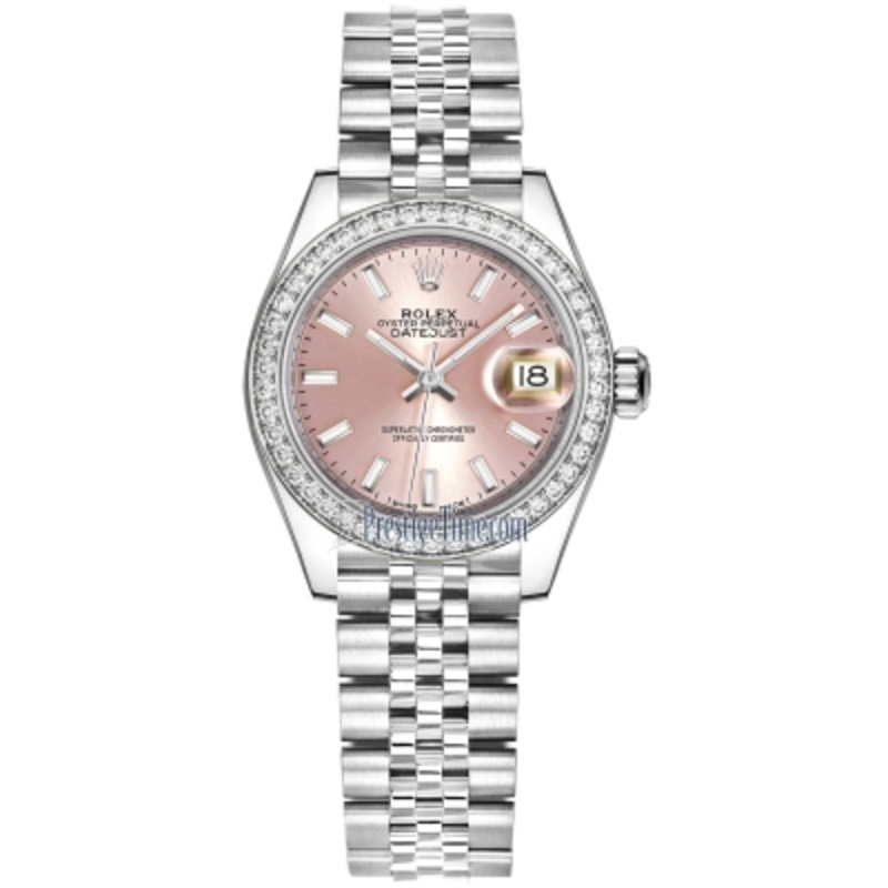 279384RBR Pink Index Jubilee Rolex Lady Datejust 28mm Stainless Steel Ladies Watch