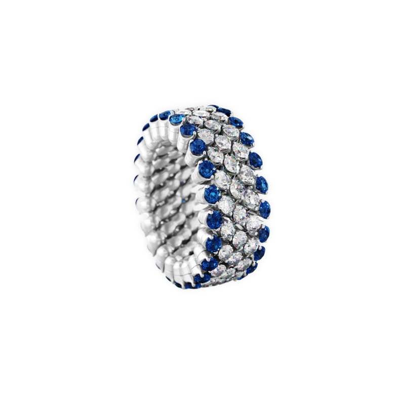 Brevetto 5-row Multi Size Ring in White Gold with Blue Sapphires – Serafino Consoli Jewelry