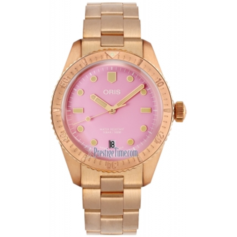 01 733 7771 3158-07 8 19 15 Cotton Candy Pink Oris Divers Sixty Five 38mm Midsize Watch
