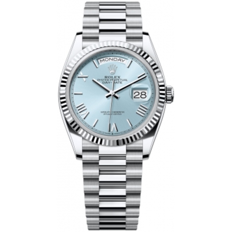 128236 Ice Blue Roman   Rolex Day-Date 36mm Platinum Midsize Watch