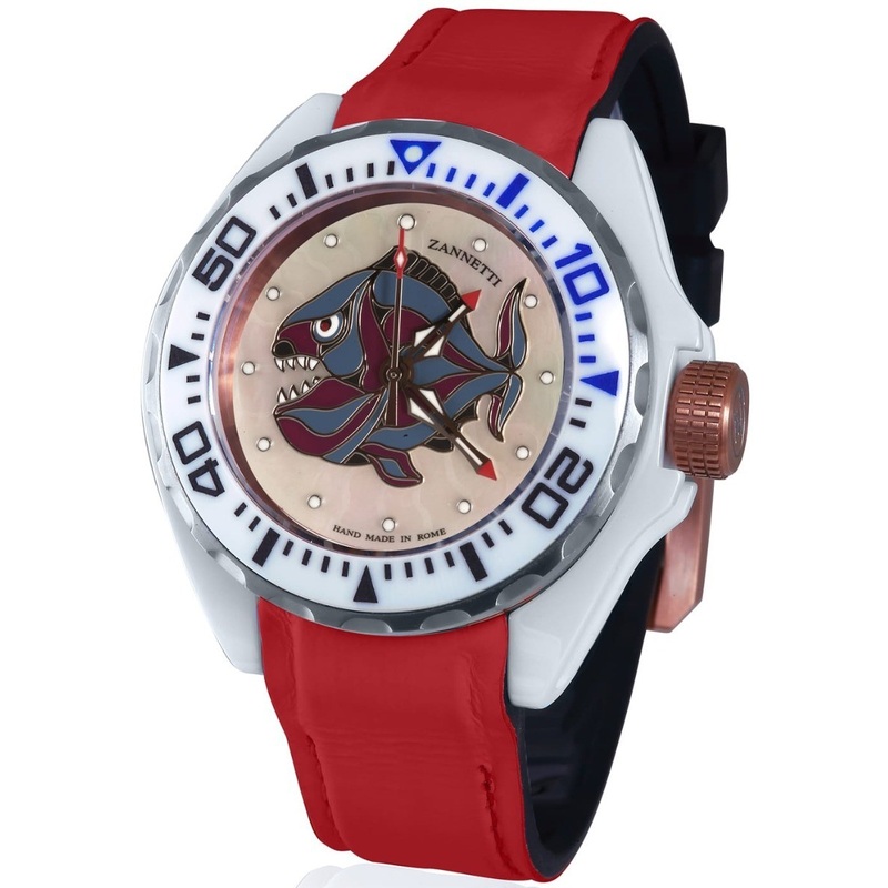 Zannetti Piranha White Ceramic Red
