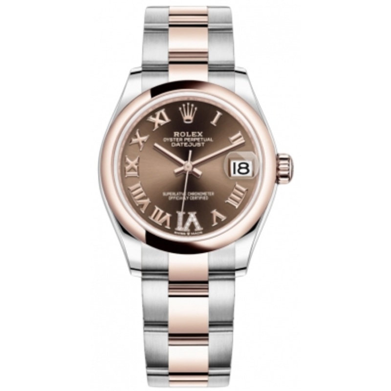 278241 Chocolate Roman VI Oyster Rolex Datejust 31mm Stainless Steel and Rose Gold Ladies Watch