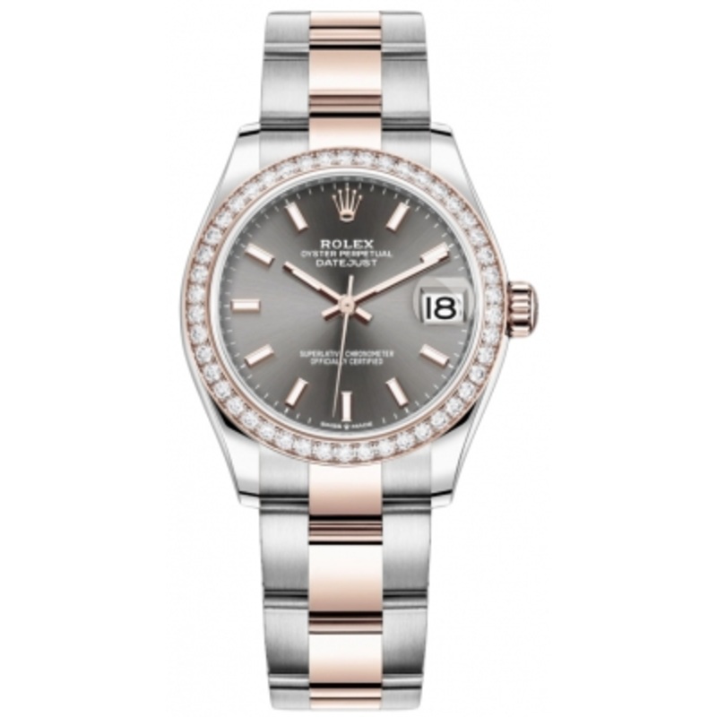 278381rbr Rhodium Index Oyster Rolex Datejust 31mm Stainless Steel and Rose Gold Ladies Watch
