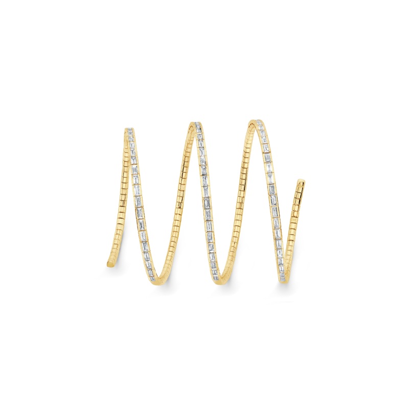 Three Row Coil Emerald Cut Diamond Bracelet in Yellow Gold – Rahaminov Diamonds