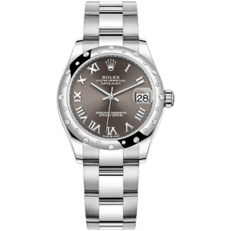 278344rbr Dark Grey Roman Oyster Rolex Datejust 31mm Stainless Steel Ladies Watch
