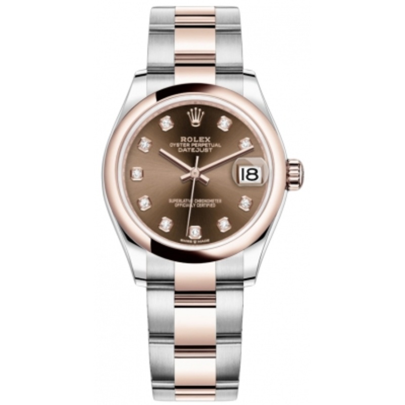 278241 Chocolate Diamond Oyster Rolex Datejust 31mm Stainless Steel and Rose Gold Ladies Watch
