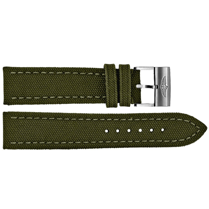 106W Breitling 22/20 Military Khaki Green Canvas Strap With Tang Buckle – BRAND NEW