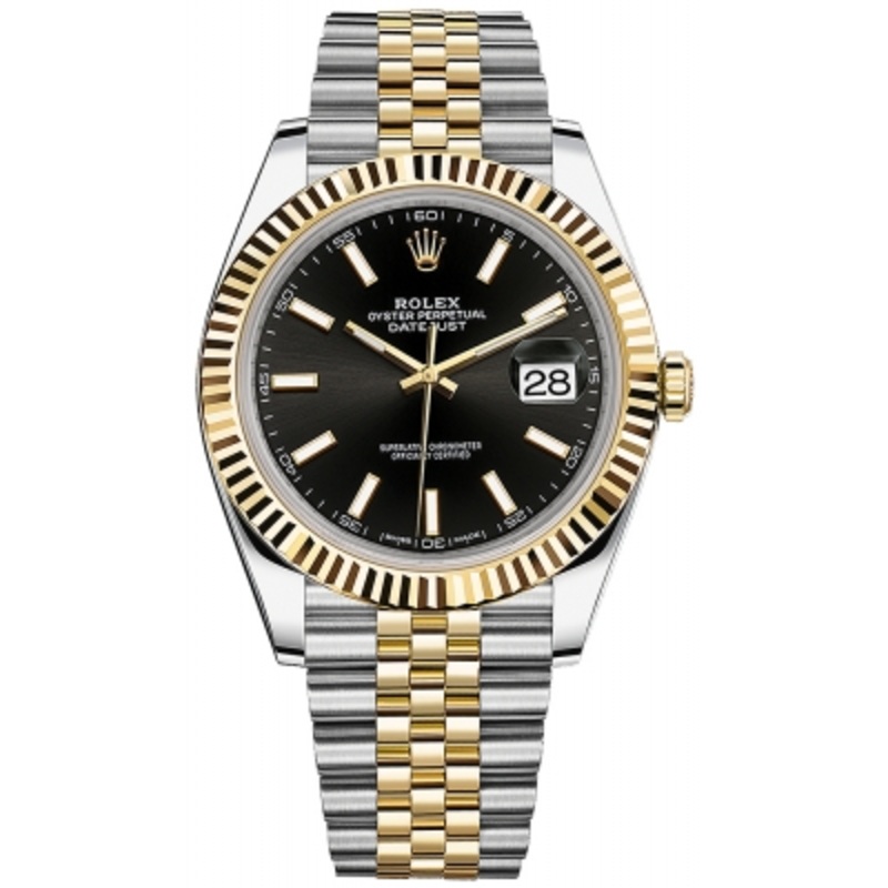 126333 Black Index Jubilee Rolex Datejust 41mm Stainless Steel and Yellow Gold Mens Watch