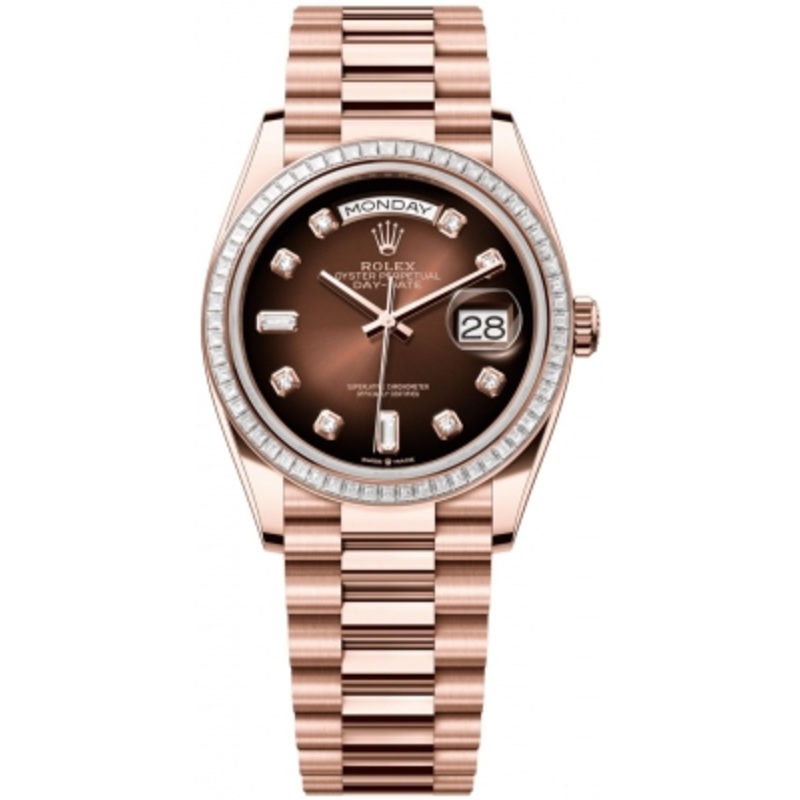 128395TBR Brown Ombre Diamond   Rolex Day-Date 36mm Everose Gold Midsize Watch