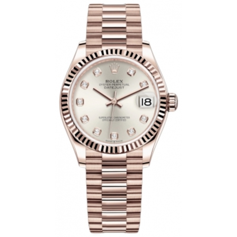 278275 Silver Diamond President Rolex Datejust 31mm Everose Gold Ladies Watch