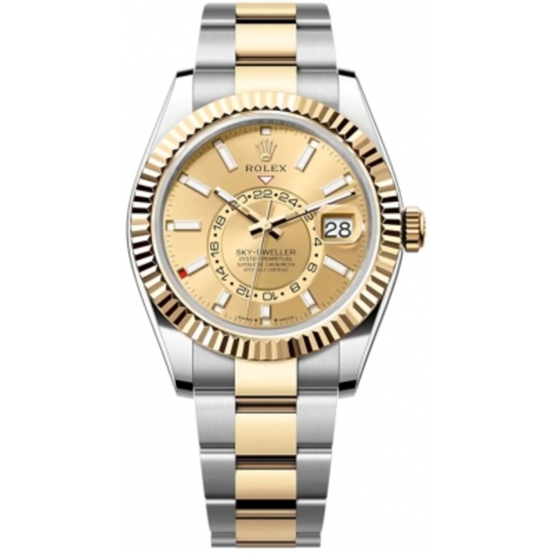 336933 Champagne Oyster Rolex Sky Dweller 42mm Mens Watch