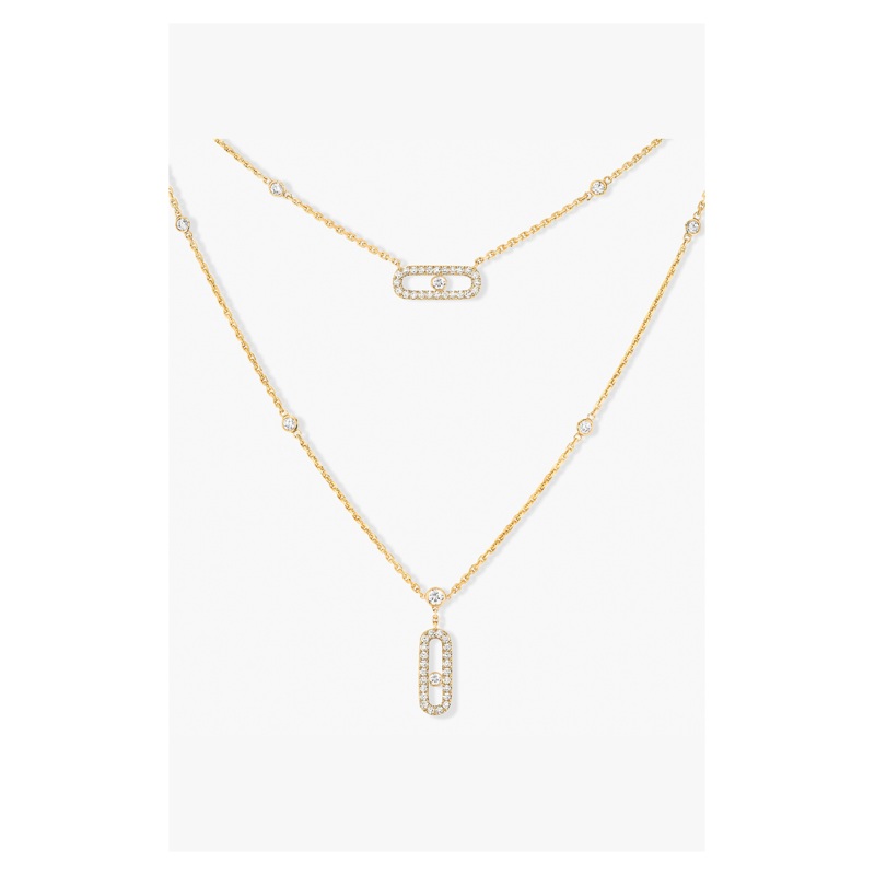 Move Uno 2-row Pav Necklace in Yellow Gold – Messika