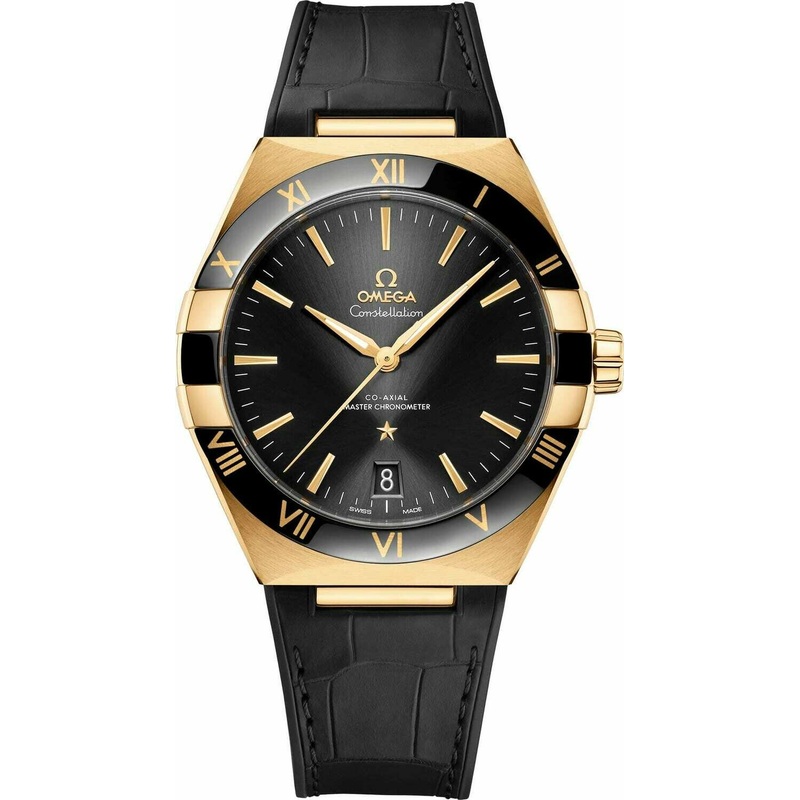 Omega Constellation Co-Axial Master Chronometer Yellow Gold Black Dial on Strap