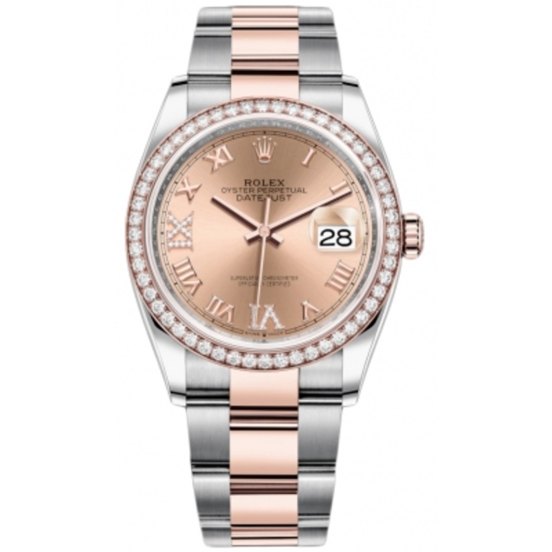 126281RBR Rose VI IX Roman Oyster Rolex Datejust 36mm Stainless Steel and Rose Gold Ladies Watch