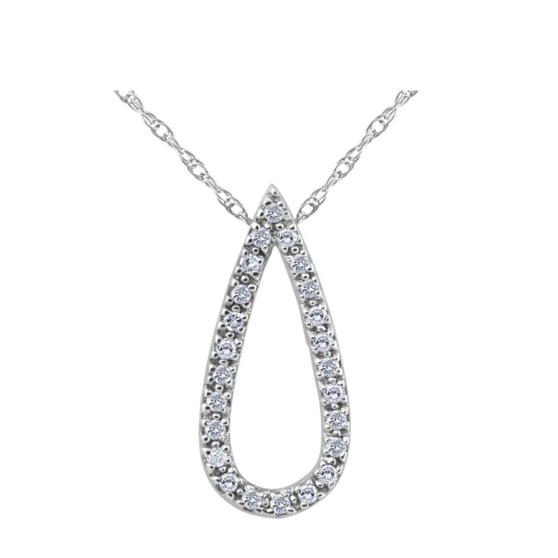 New Diamond Pear Pendant, 0.25 Carat on 10k White Gold
