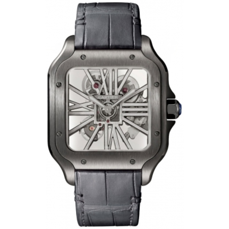 WHSA0009   Cartier Santos De Cartier Skeleton Mens Watch