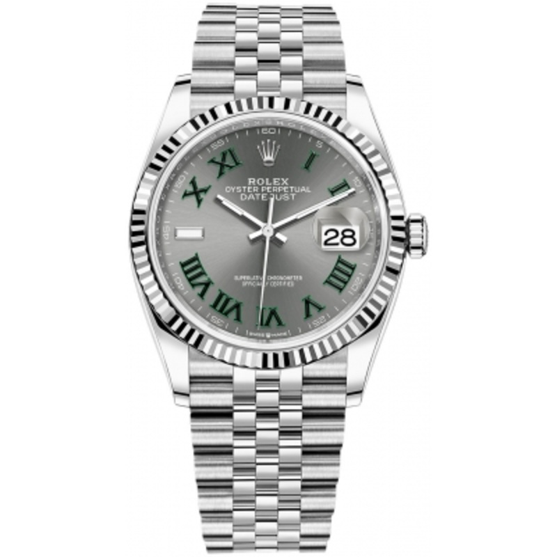 126234 Slate Roman Jubilee Wimbledon Rolex Datejust 36mm Stainless Steel Midsize Watch