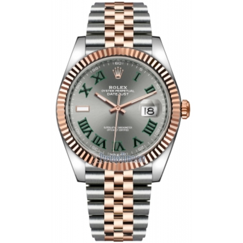 126331 Slate Roman Jubilee Wimbledon Rolex Datejust 41mm Steel and Everose Gold Mens Watch