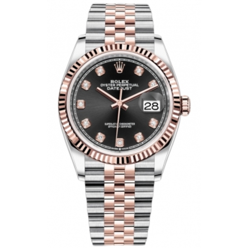 126231 Black Diamond Jubilee Rolex Datejust 36mm Stainless Steel and Rose Gold Ladies Watch