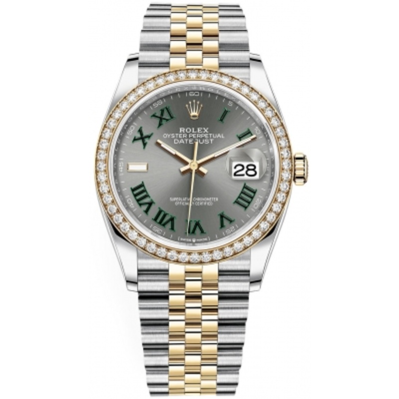 126283RBR Slate Roman Jubilee Wimbledon Rolex Datejust 36mm Stainless Steel and Yellow Gold Ladies Watch