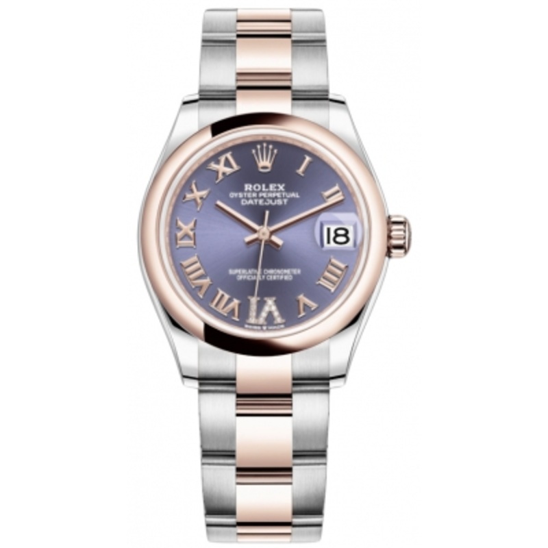 278241 Aubergine Roman VI Oyster Rolex Datejust 31mm Stainless Steel and Rose Gold Ladies Watch