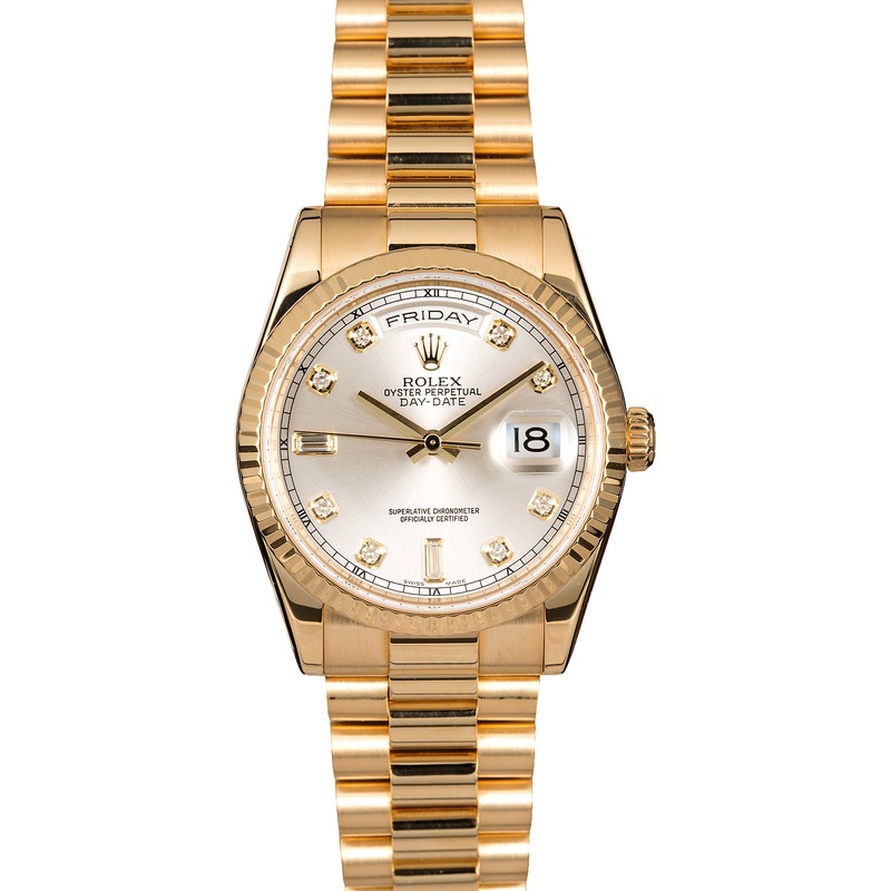 Rolex President 118238SDP Silver Diamond Dial