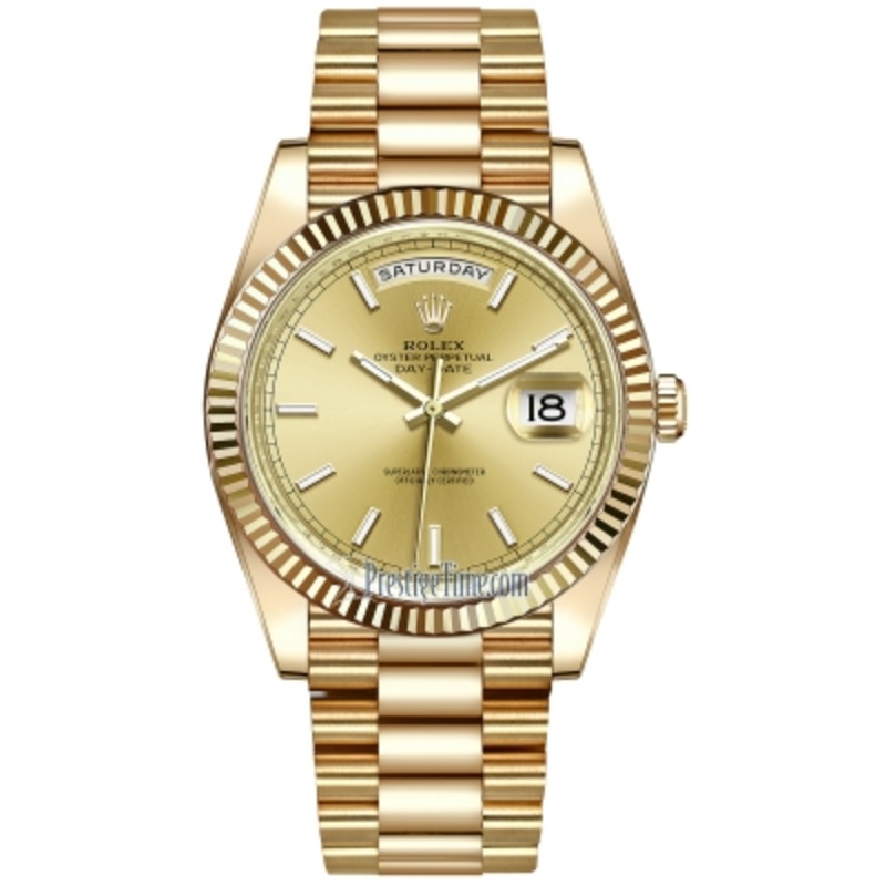 228238 Champagne Index Rolex Day-Date 40mm Yellow Gold Mens Watch