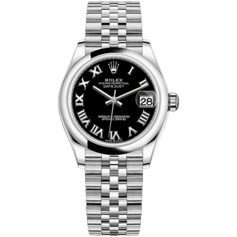 278240 Black Roman Jubilee Rolex Datejust 31mm Stainless Steel Ladies Watch