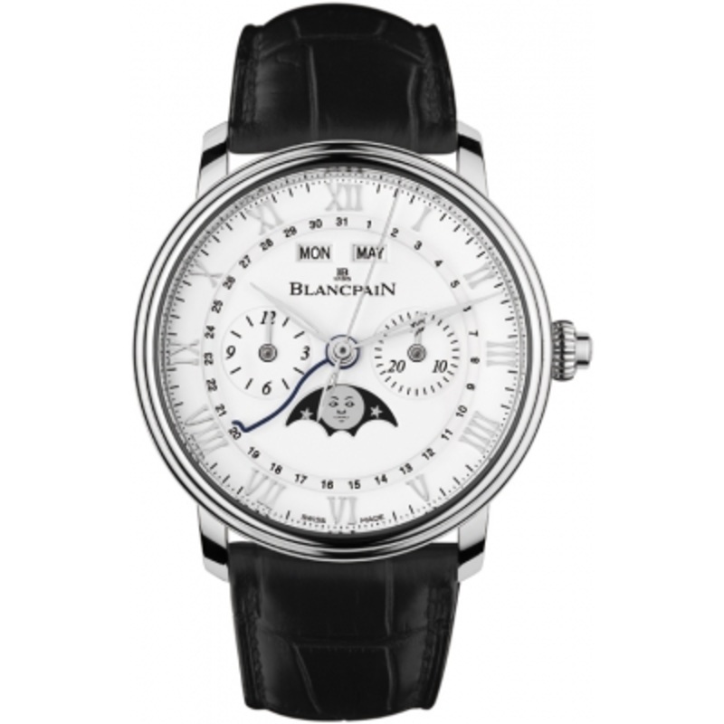 6685-1127-55b   Blancpain Villeret Single Pusher Chronograph Complete Calendar Mens Watch