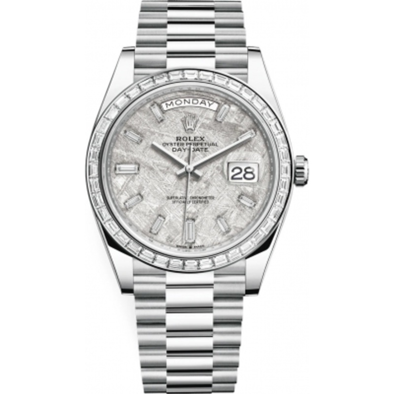 228396TBR Meteorite Baguette Rolex Day-Date 40mm Platinum Mens Watch