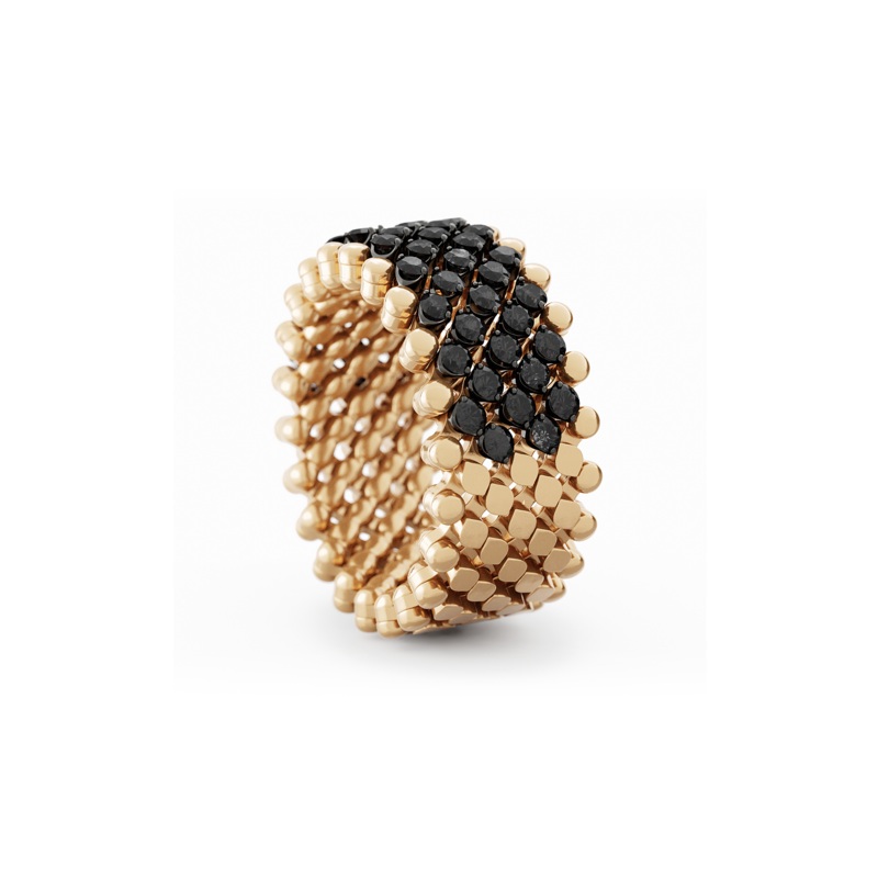 Brevetto 7-row Multi Size Ring in Black and Pink Gold with Black Diamonds – Serafino Consoli Jewelry