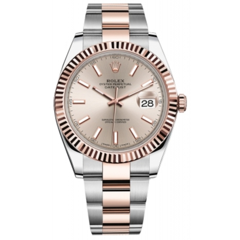 126331 Sundust Index Oyster Rolex Datejust 41mm Stainless Steel and Everose Gold Mens Watch