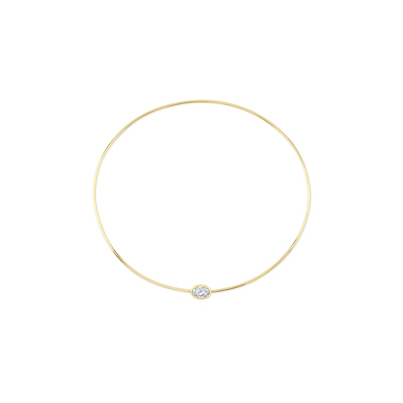 Oval cut Diamond Wire Necklace in Yellow Gold – Rahaminov Diamonds