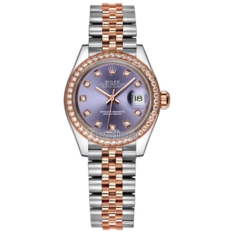 279381RBR Aubergine Diamond Jubilee Rolex Lady Datejust 28mm Stainless Steel and Everose Gold Ladies Watch