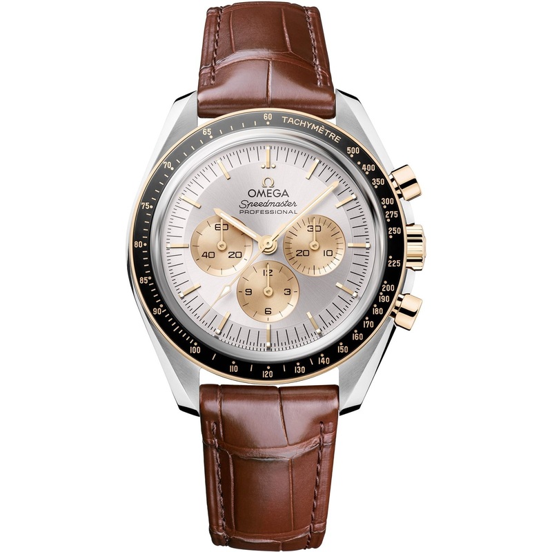 Omega 310.23.42.50.02.001 Speedmaster Moonwatch Professional 42mm Steel Moonshine Gold on Alligator Strap