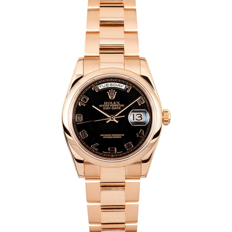 Buy Rolex President Day Date Black Dial Rose Gold