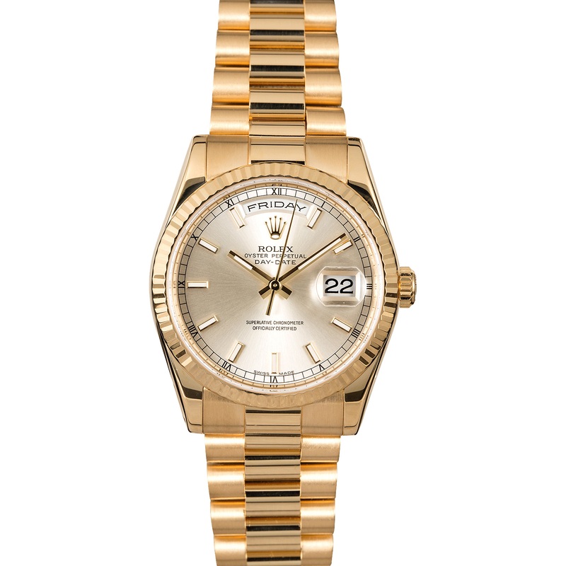 Rolex President 118238 Silver Luminescent Dial