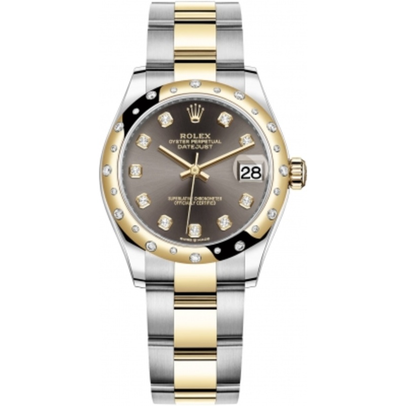 278343rbr Grey Diamond Oyster Rolex Datejust 31mm Stainless Steel and Yellow Gold Ladies Watch