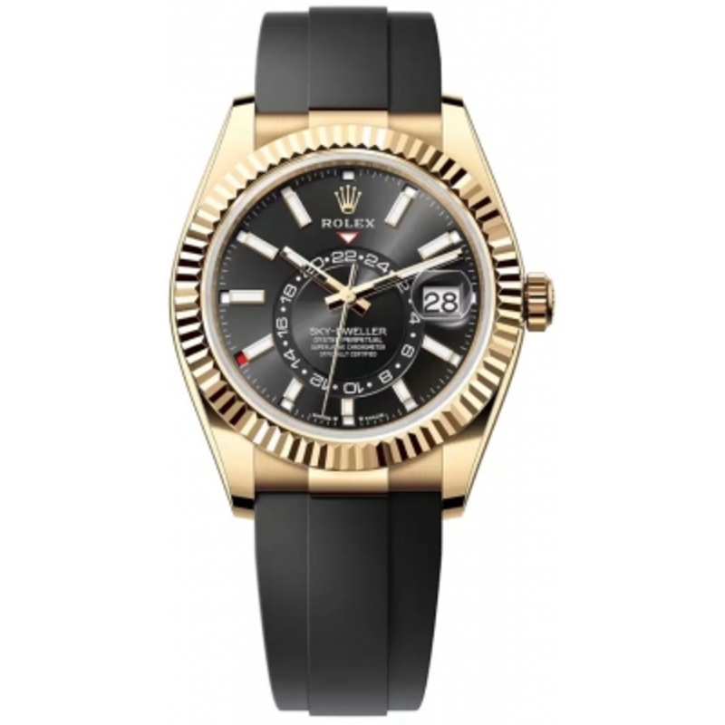 336238 Black Oysterflex Rolex Sky Dweller 42mm Mens Watch