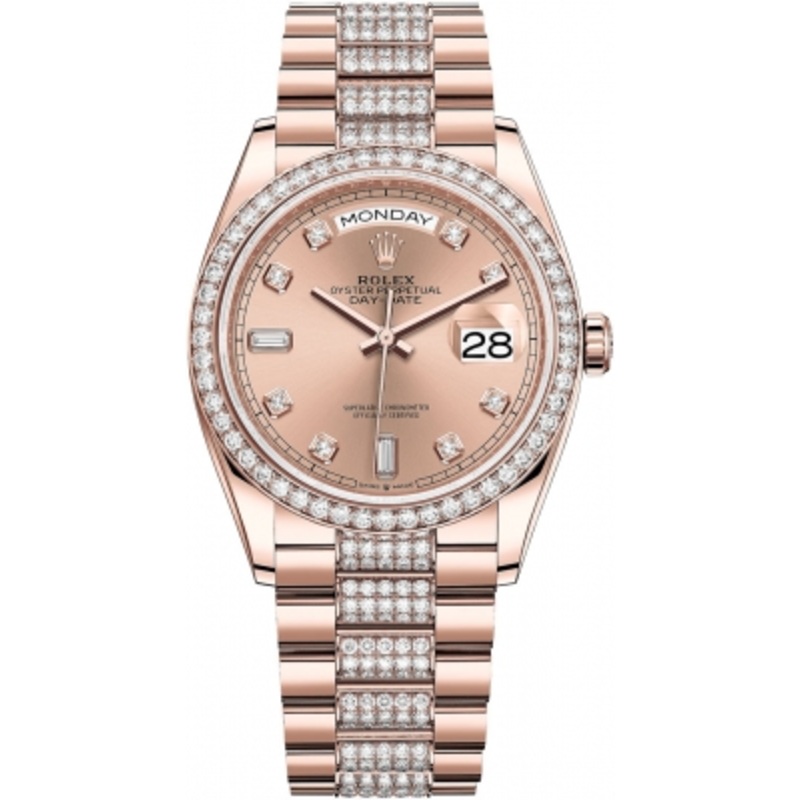 128345RBR Rose Diamond DB Rolex Day-Date 36mm Everose Gold Midsize Watch