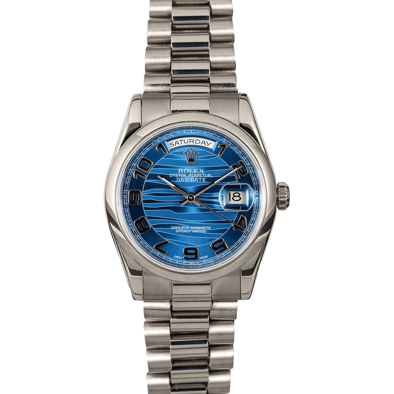 Rolex White Gold President 118239 Blue Waves