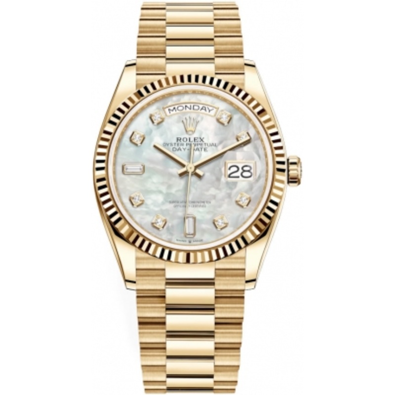 128238 MOP Diamond Rolex Day-Date 36mm Yellow Gold Midsize Watch