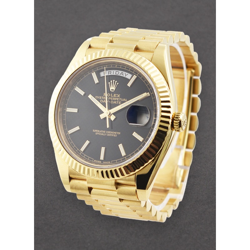 228238 used black stick Rolex President 40mm Yellow Gold