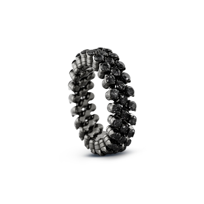 Brevetto 3-row Multi Size Ring in Black Gold with Black Diamonds – Serafino Consoli Jewelry
