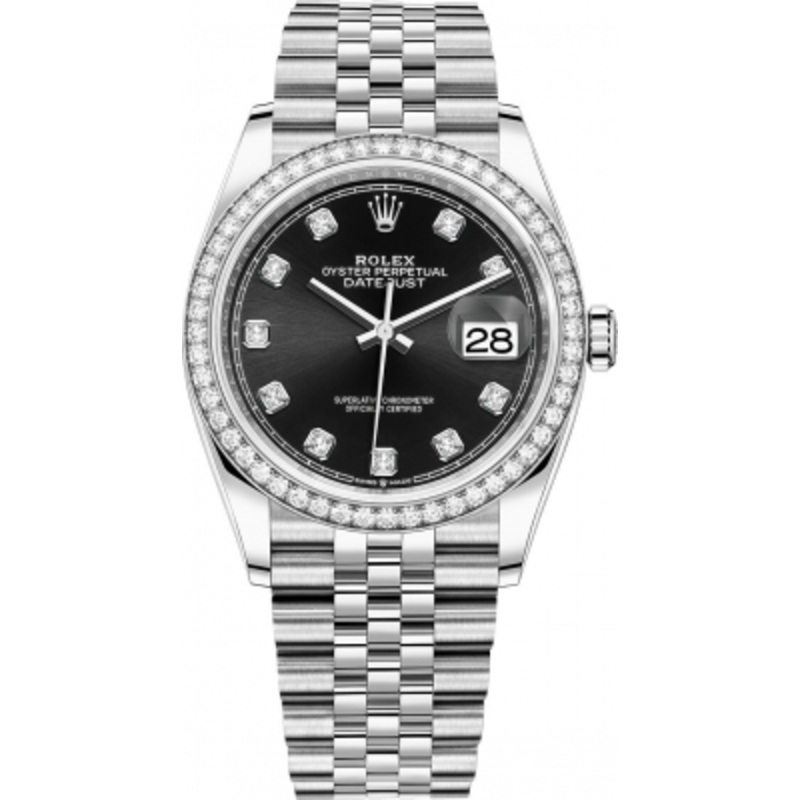 126284rbr Black Diamond Jubilee Rolex Datejust 36mm Stainless Steel Midsize Watch