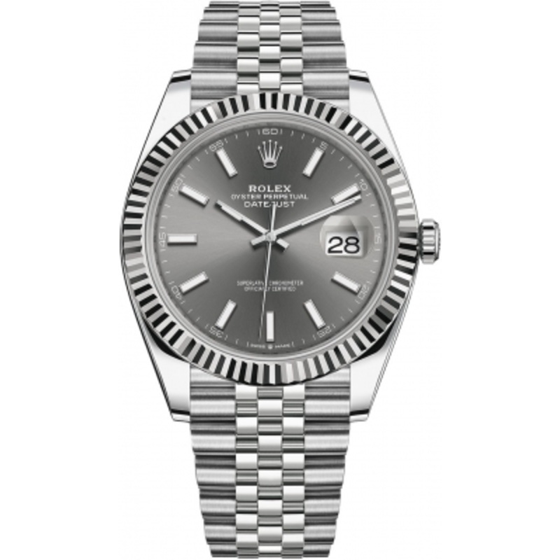 126334 Dark Rhodium Index Jubilee Rolex Datejust 41mm Stainless Steel Mens Watch