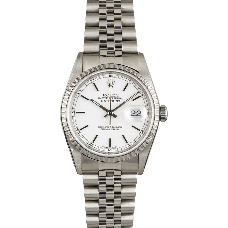 Used Rolex Datejust 16220 White Index Dial