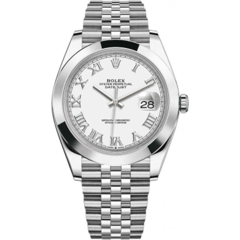 126300 White Roman Jubilee Rolex Datejust 41mm Stainless Steel Mens Watch