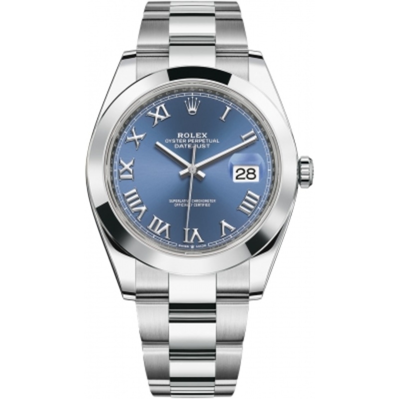 126300 Blue Roman Oyster Rolex Datejust 41mm Stainless Steel Mens Watch