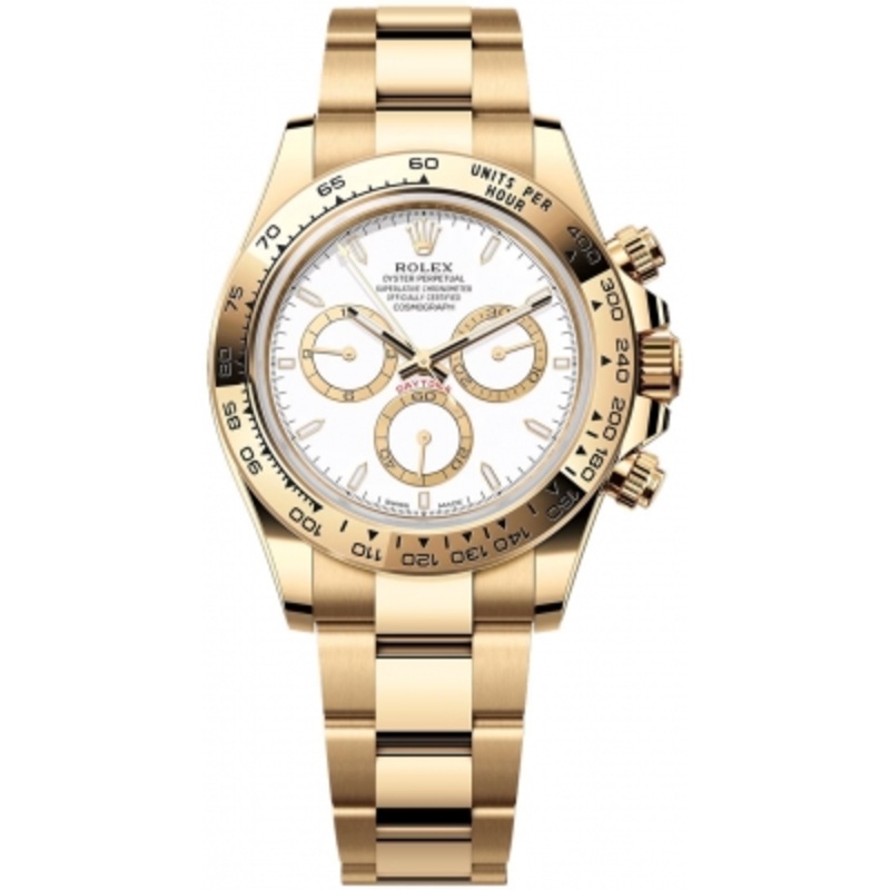 126508 White Rolex Cosmograph Daytona Yellow Gold Mens Watch